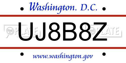 UJ8B8Z District Of Columbia License Plate