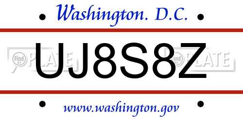 UJ8S8Z District Of Columbia License Plate