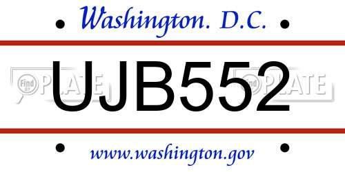 UJB552 District Of Columbia License Plate