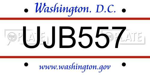 UJB557 District Of Columbia License Plate