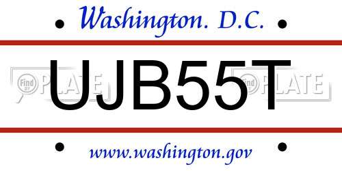 UJB55T District Of Columbia License Plate