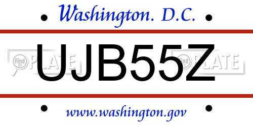 UJB55Z District Of Columbia License Plate