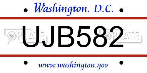 UJB582 District Of Columbia License Plate