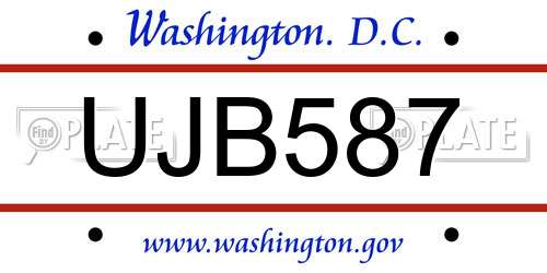 UJB587 District Of Columbia License Plate