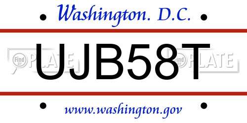 UJB58T District Of Columbia License Plate