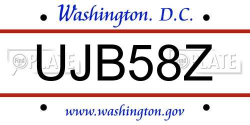 UJB58Z District Of Columbia License Plate