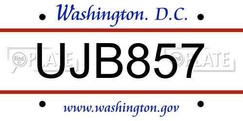 UJB857 District Of Columbia License Plate