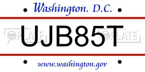 UJB85T District Of Columbia License Plate