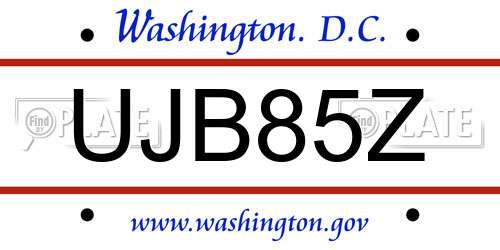 UJB85Z District Of Columbia License Plate