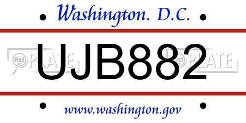 UJB882 District Of Columbia License Plate