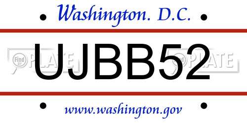 UJBB52 District Of Columbia License Plate