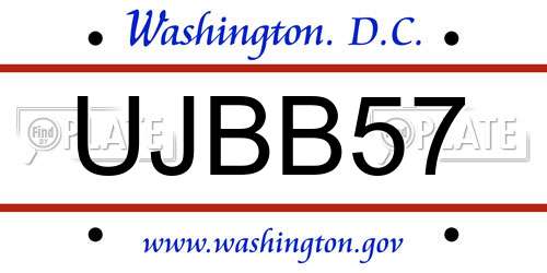 UJBB57 District Of Columbia License Plate