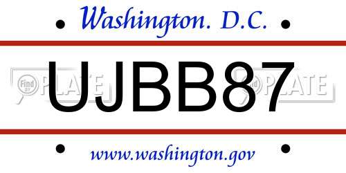 UJBB87 District Of Columbia License Plate