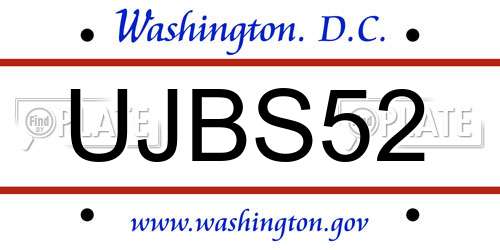 UJBS52 District Of Columbia License Plate