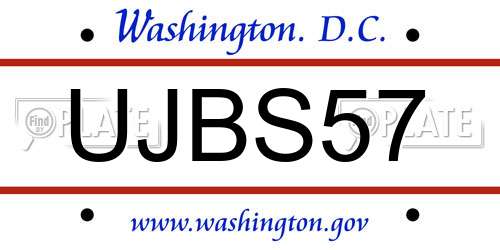 UJBS57 District Of Columbia License Plate