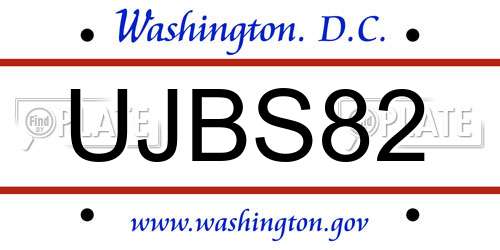 UJBS82 District Of Columbia License Plate
