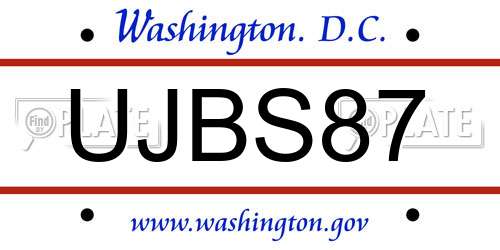 UJBS87 District Of Columbia License Plate