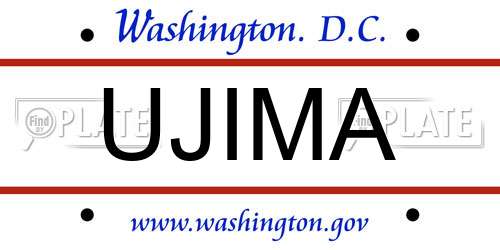 UJIMA District Of Columbia License Plate