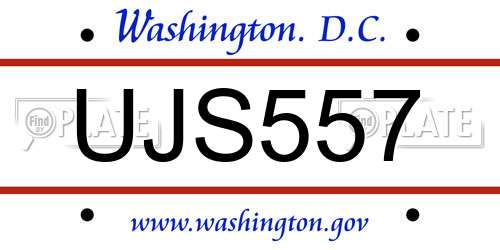 UJS557 District Of Columbia License Plate