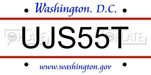 UJS55T District Of Columbia License Plate