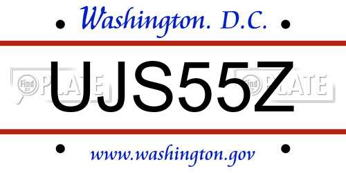 UJS55Z District Of Columbia License Plate