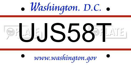 UJS58T District Of Columbia License Plate