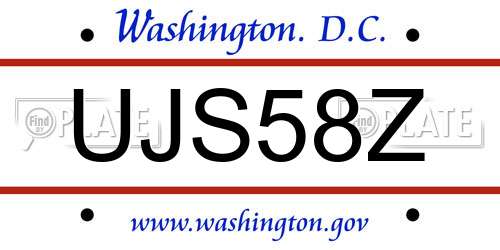 UJS58Z District Of Columbia License Plate