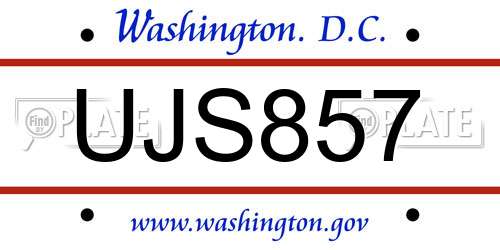 UJS857 District Of Columbia License Plate
