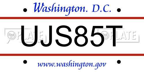 UJS85T District Of Columbia License Plate