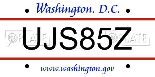 UJS85Z District Of Columbia License Plate