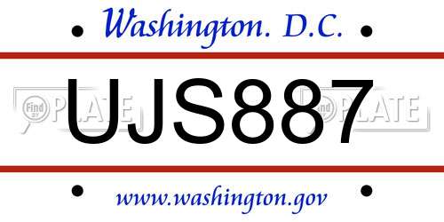 UJS887 District Of Columbia License Plate
