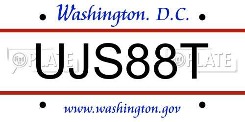 UJS88T District Of Columbia License Plate