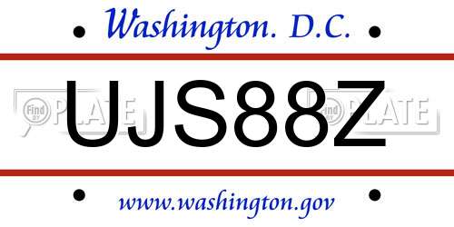 UJS88Z District Of Columbia License Plate