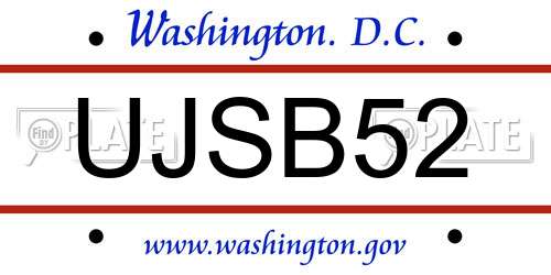 UJSB52 District Of Columbia License Plate