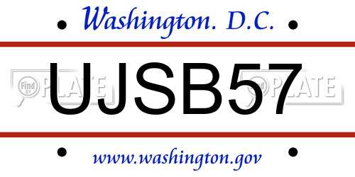 UJSB57 District Of Columbia License Plate