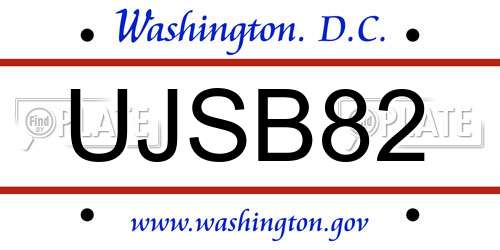 UJSB82 District Of Columbia License Plate