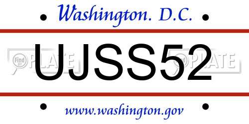 UJSS52 District Of Columbia License Plate