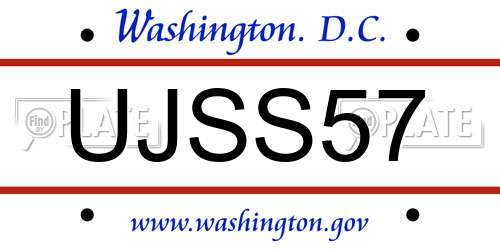 UJSS57 District Of Columbia License Plate