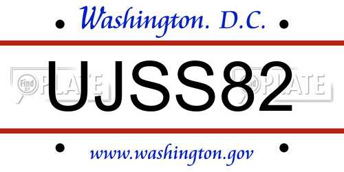 UJSS82 District Of Columbia License Plate