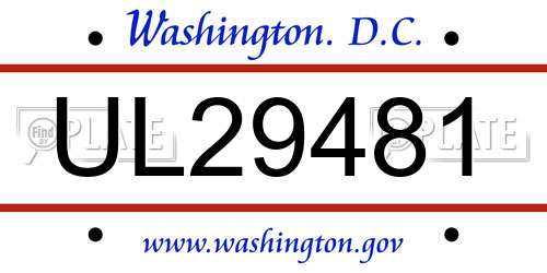 UL29481 District Of Columbia License Plate