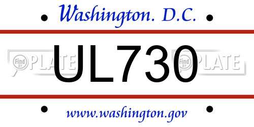 UL730 District Of Columbia License Plate