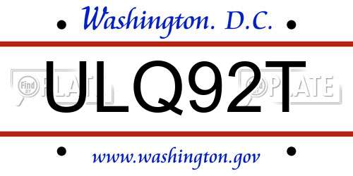 ULQ92T District Of Columbia License Plate