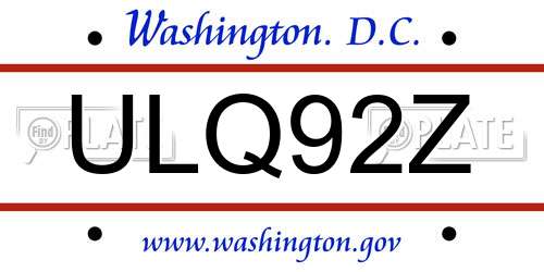 ULQ92Z District Of Columbia License Plate