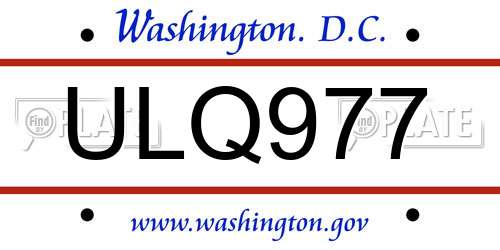 ULQ977 District Of Columbia License Plate