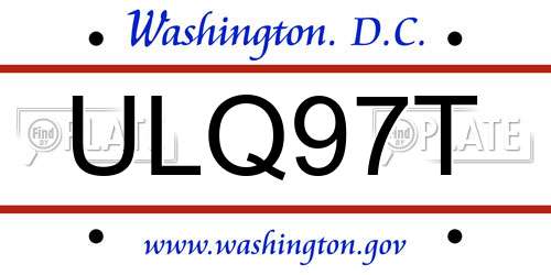ULQ97T District Of Columbia License Plate