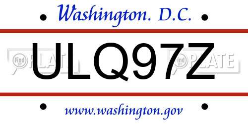 ULQ97Z District Of Columbia License Plate