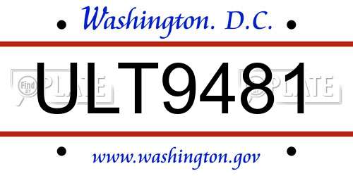 ULT9481 District Of Columbia License Plate