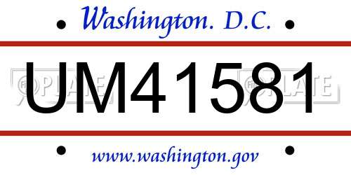 UM41581 District Of Columbia License Plate