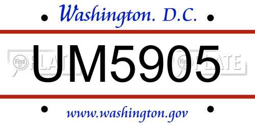 UM5905 District Of Columbia License Plate