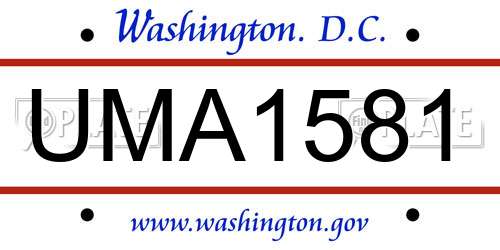 UMA1581 District Of Columbia License Plate